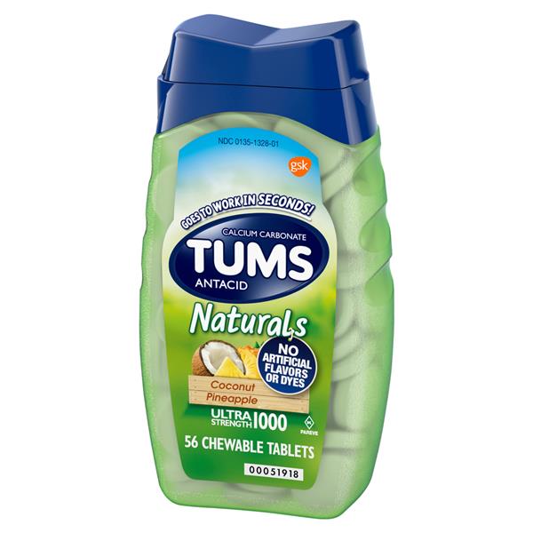 Tums Naturals Antacid, Ultra Strength 1000, Chewable Tablets, Coconut