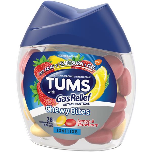 Tum Chewy Bites Lemon & Strawberry with Gas Relief Antacid/Antigas
