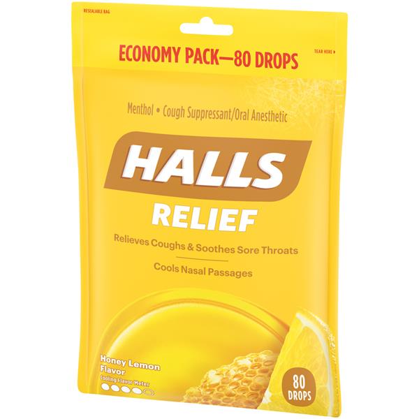 Halls Relief Honey Lemon Cough & Sore Throat Drops | Hy-Vee Aisles ...