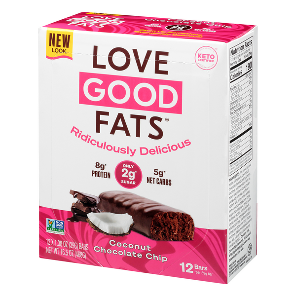 Love Good Fats Snack Bar, Coconut Chocolate Chip 12-1.38 oz | Hy-Vee ...