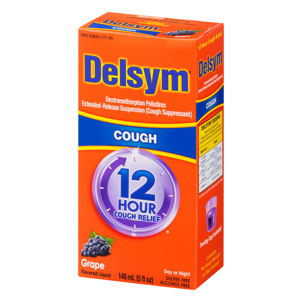 Delsym 12-hour Cough Relief Grape Flavor Cough Suppressant Liquid 