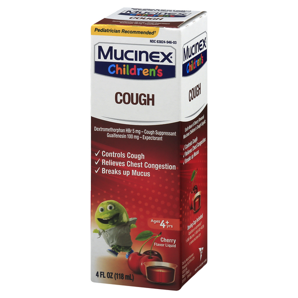 Children's Mucinex Cough Cherry Flavored Suppressant/Expectorant Liquid ...