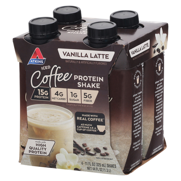 Atkins Vanilla Latte Iced Coffee Protein Shakes 4Pk | Hy-Vee Aisles ...