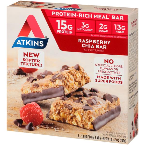 Atkins Raspberry Chia Meal Bars 5Ct | Hy-Vee Aisles Online Grocery Shopping