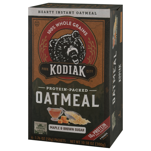 Kodiak Cakes Maple & Brown Sugar Instant Oatmeal 6-1.76 oz Packets | Hy ...