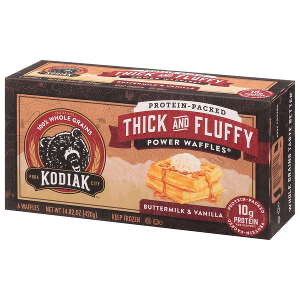 Kodiak Cakes Power Waffles, Buttermilk & Vanilla, Thick And Fluffy 6Ct ...