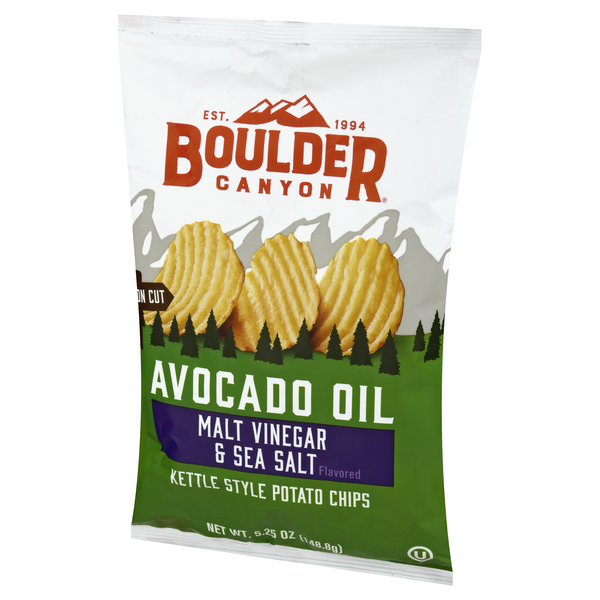 Boulder Canyon Avocado Oil Malt Vinegar & Sea Salt Canyon Cut Kettle Cooked Potato Chips Hy