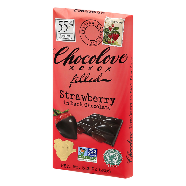 Chocolove Filled Strawberry in Dark Chocolate Bar | Hy-Vee Aisles