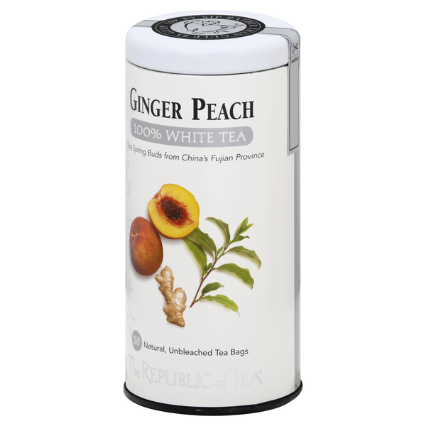The Republic of Tea 100% White Tea, Ginger Peach, 50Ct Bags
