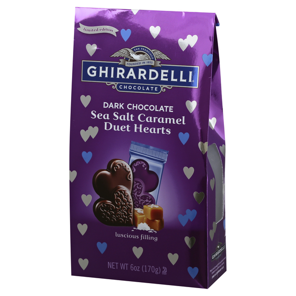 Ghirardelli Dark Chocolate, Sea Salt Caramel Duet Hearts HyVee