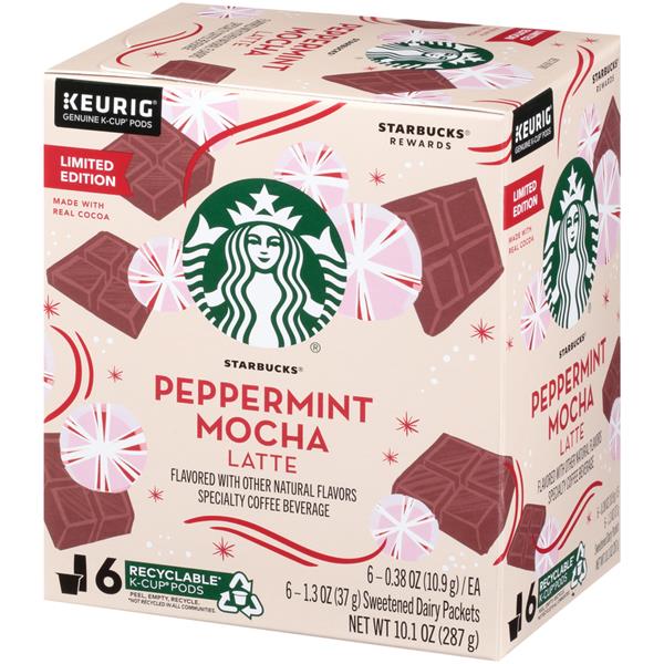 Starbucks Peppermint Mocha Caffe Latte K-Cup Pods & Flavor ...