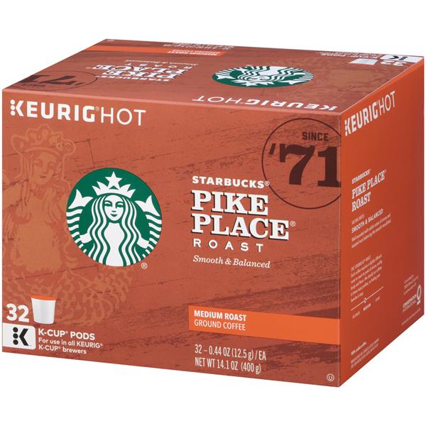 Starbucks Pike Place Roast Medium Roast Ground Coffee K-cups 