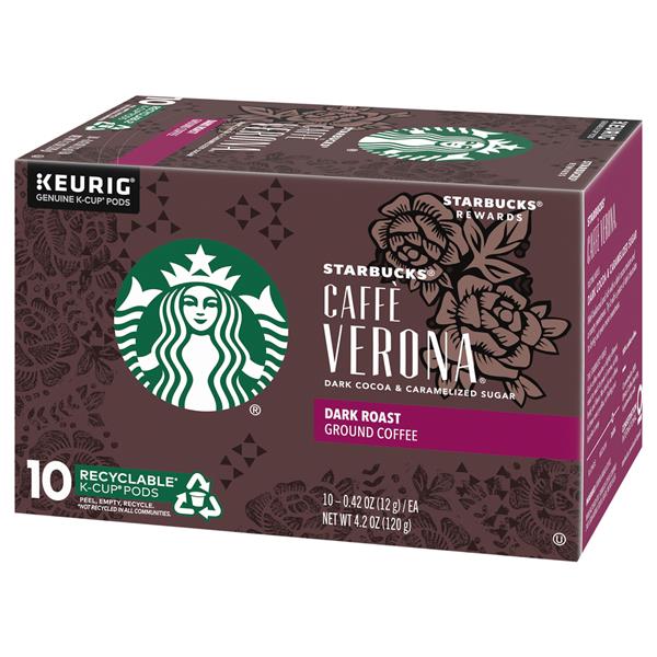 Starbucks Caffe Verona Dark Ground Coffee K-Cups 10-0.42 oz ea | Hy-Vee ...