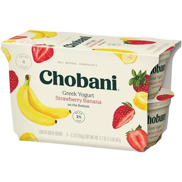 Chobani Strawberry Banana Blended Low-Fat Greek Yogurt 4Pk | Hy-Vee ...