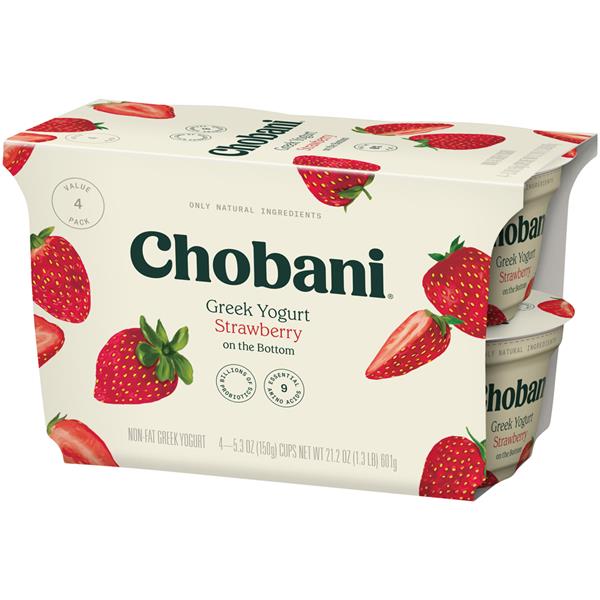 Chobani Strawberry On the Bottom Non-Fat Greek Yogurt 4Pk Cups | Hy-Vee ...