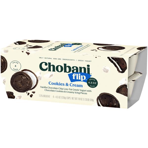 Chobani Flip Cookies And Cream Low Fat Greek Yogurt 4 53 Oz Cups Hy Vee Aisles Online Grocery 