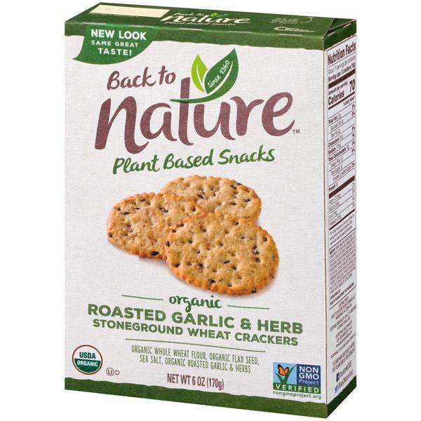 Back To Nature Organic Roasted Garlic Herb Stoneground Wheat Crackers Hy Vee Aisles Online Grocery Shopping