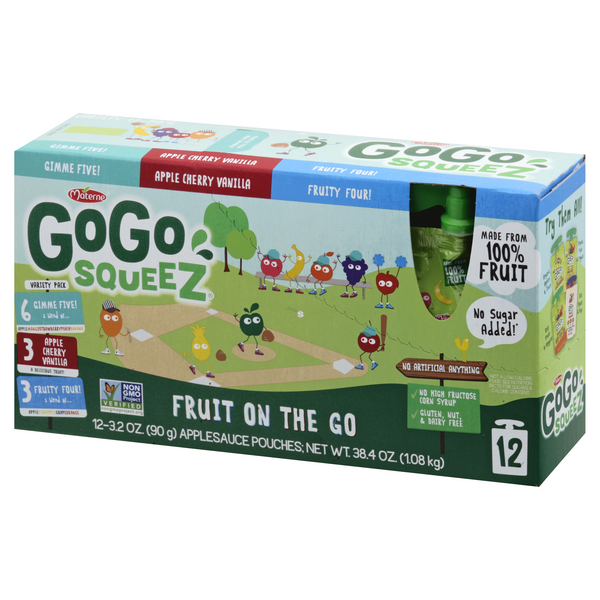 その他 GOGO Gogo Squeez Fruit On The Go No Sugar Added Variety Pack, 12-3.2 oz