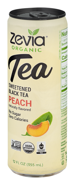 Zevia Organic Sweetened Black Tea Peach, 12 oz.