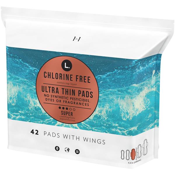 L. Chlorine Free Ultra Thin Super Absorbency Pads with Wings HyVee