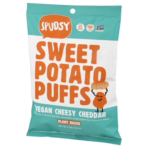 Spudsy Vegan Cheesy Cheddar Sweet Potato Puffs 4 oz | Hy-Vee Aisles ...