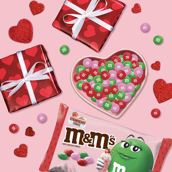 M&M'S White Chocolate Strawberry Shake Valentines Day Candy Bag
