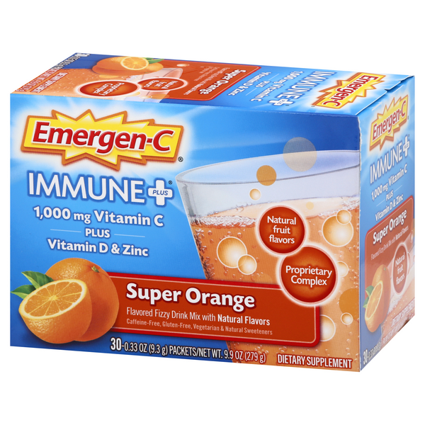 Emergen C Immune Super Orange Dietary Supplement Drink Mix 30 Ct Hy Vee Aisles Online Grocery Shopping