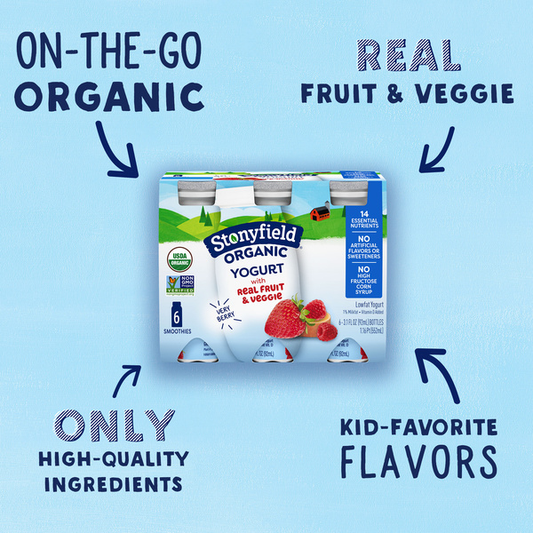 Stonyfield Organic Kids Very Berry Lowfat Yogurt Smoothies 6-3.1 Fl Oz ...