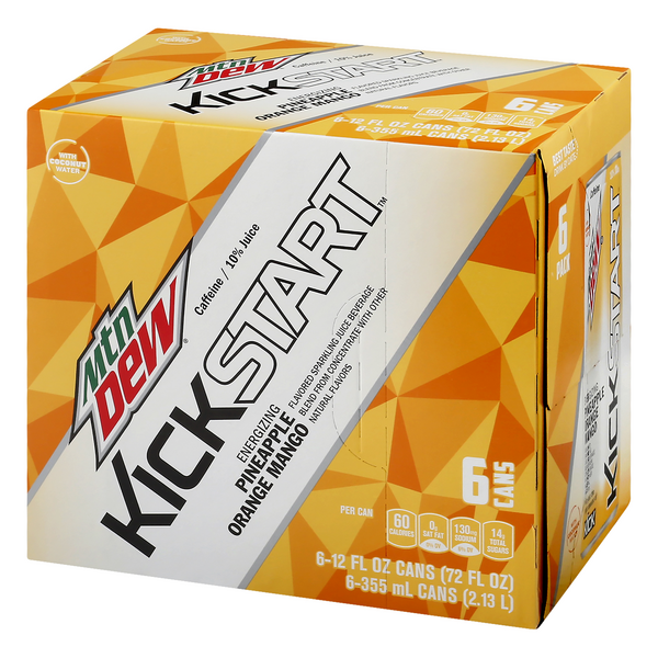 Mtn Dew KickStart Flavored Sparkling Juice Beverage Pineapple