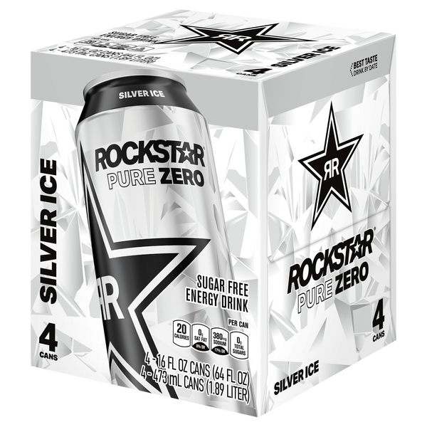 Rockstar® Pure Zero Silver Ice Energy Drink, 4 pk / 16 fl oz