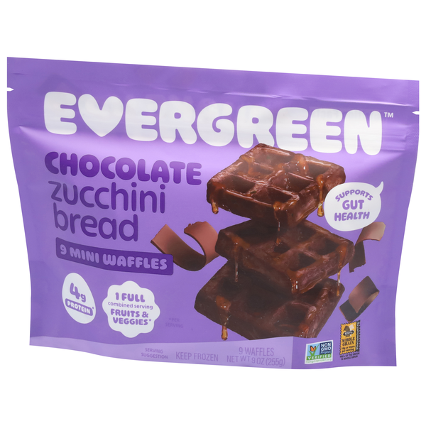 Evergreen Mini Waffles, Chocolate & Zucchini, 9Ct