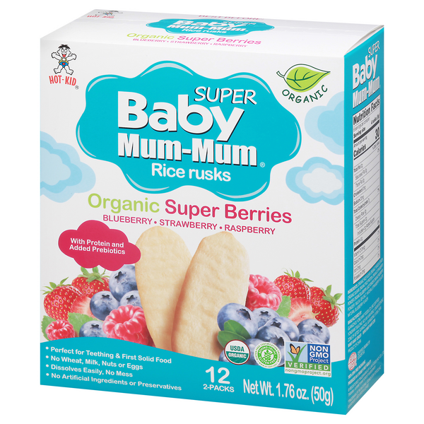 Baby Mum-Mum Rice Rusks, Organic, Super Berries 12Ct | Hy-Vee Aisles ...