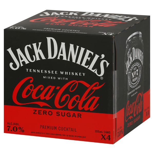 Jack Daniel's RTD Jack & Coke Zero, 4Pk | Hy-Vee Aisles Online