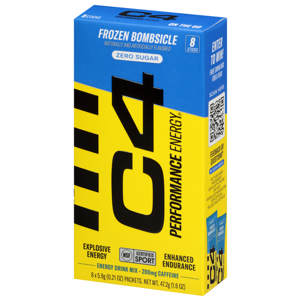 C4 Energy Drink Mix, Zero Sugar, Frozen Bombsicle, 8-0.21 oz