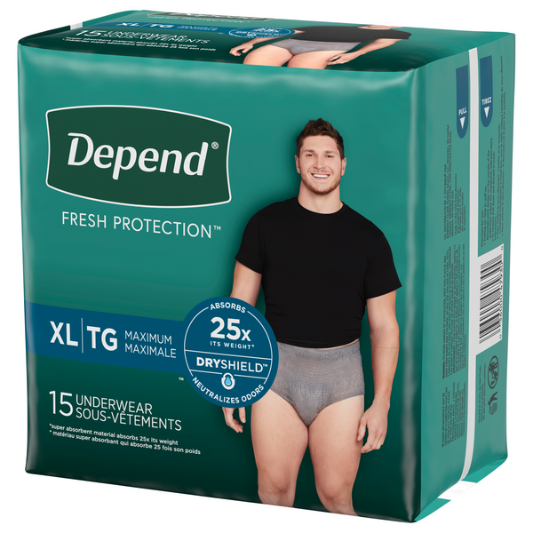 Xl, 26: Depend Fit-Flex Incontinence Underwear For Men, Maximum Absorbency,  Xl, Gray (Packaging May Vary)