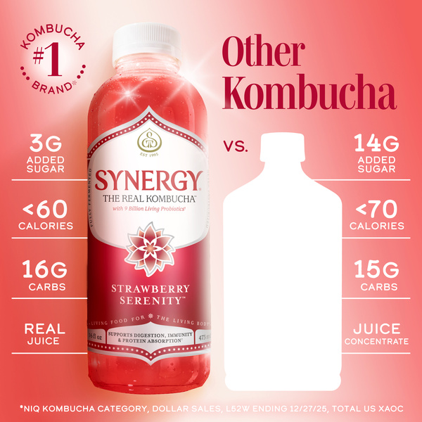 GT's Synergy Raw Strawberry Serenity Kombucha 16 oz | Hy-Vee