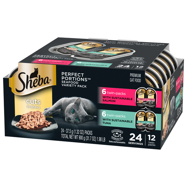 Sheba Cat Food With Sustainable Salmon/Tuna, Seafood, Cuts In Gravy,  Variety Pack, 24-1.32 oz Packs | Hy-Vee Aisles Online Grocery Shopping