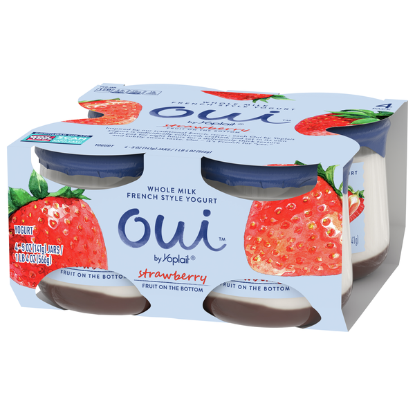 Oui by Yoplait Strawberry Whole Milk French Style Yogurt Jars, 4