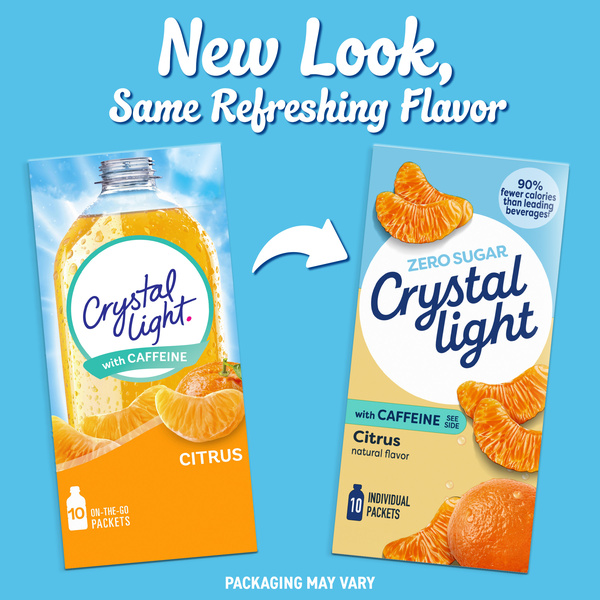Crystal Light with Caffeine Citrus On the Go Drink Mix, 10 Packets