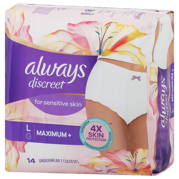 Always Discreet for Sensitive Skin Fragrance Free Large Underwear