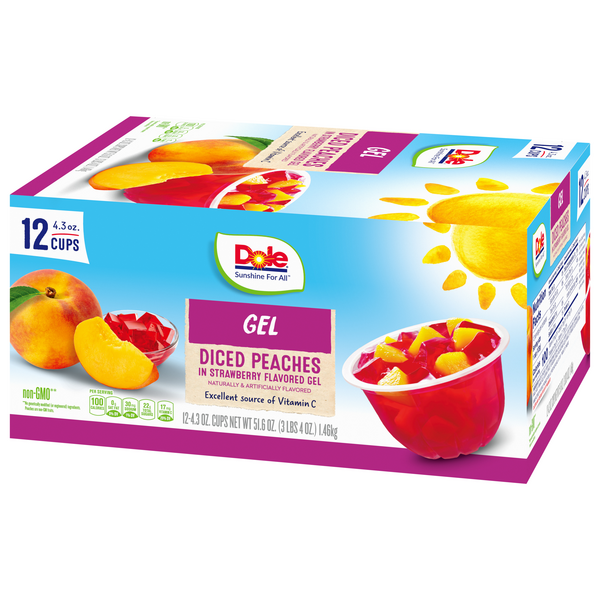 Dole Peaches in Strawberry Gel 12 - 4.3 oz Cups | Hy-Vee Aisles