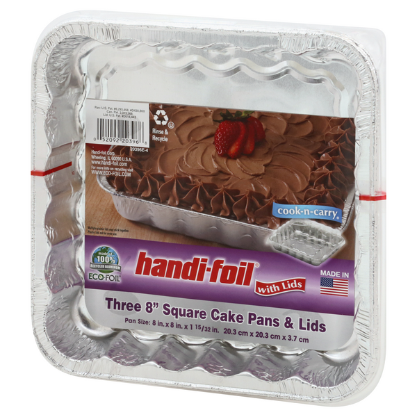 Handi-foil iChef Cook-N-Carry & Serve Cake Pans with Lids Square 8