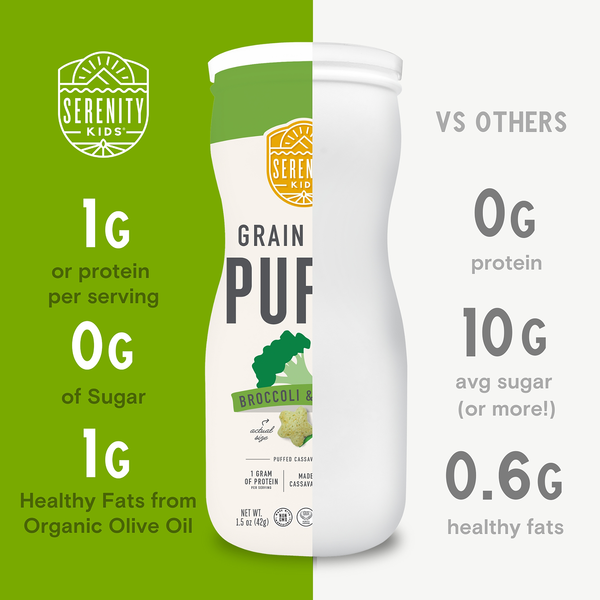 Serenity Kids Grain Free Puffs, Broccoli & Spinach, Bone