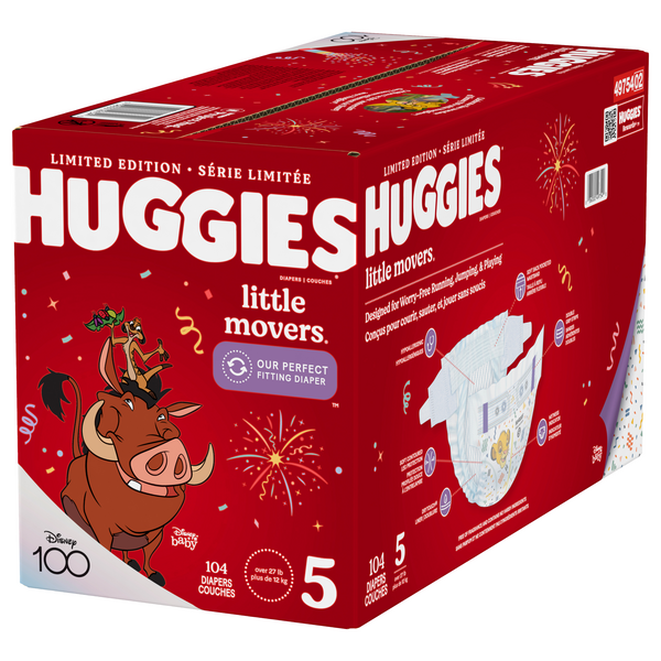 Huggies Little Movers Mega Colossal Lot de 104 couches Taille 5