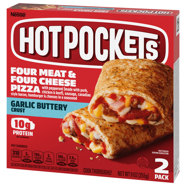 Hot Pockets Frozen Sandwiches Four Meat & Four Cheese Pizza 2Pk