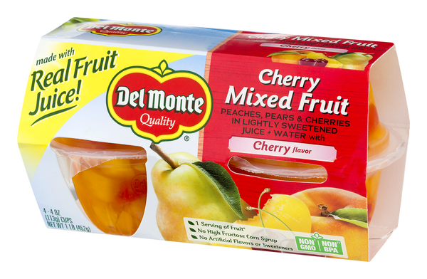 Del Monte Cherry Mixed Fruit In Light Syrup With Cherry Flavor 4 Pack ...
