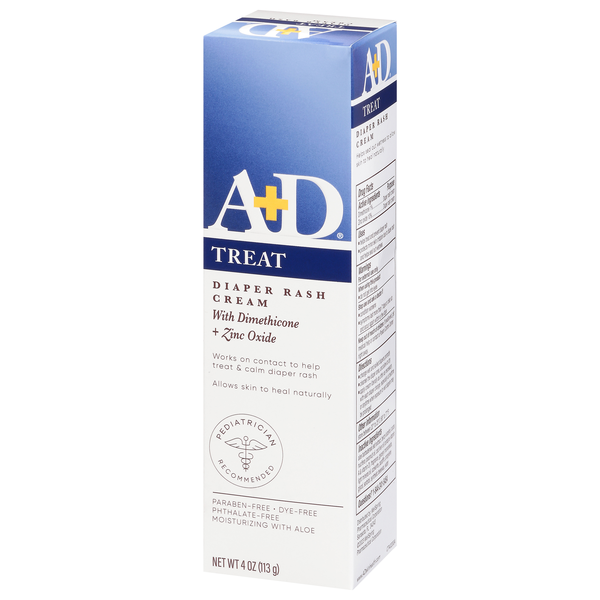A+D Treat Diaper Rash Cream, With Dimethicone + Zinc Oxide | Hy
