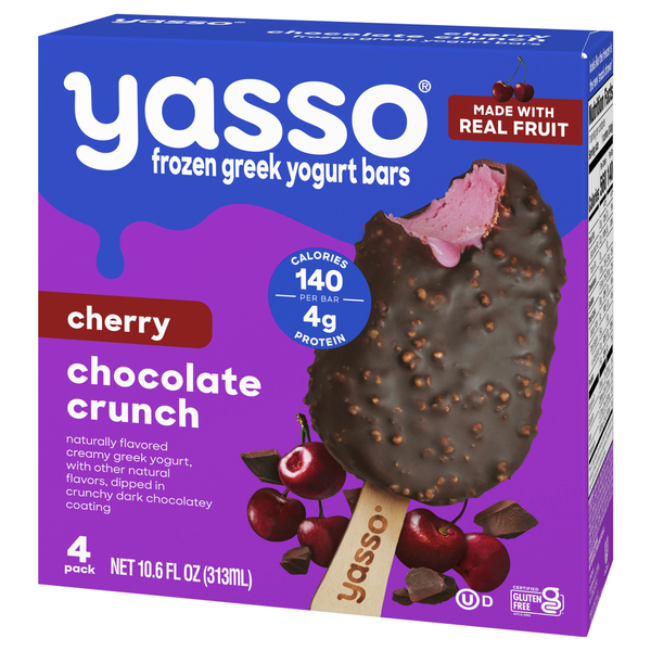 Yasso Frozen Greek Yogurt Cherry Chocolate Crunch Bars, 4Ct | Hy