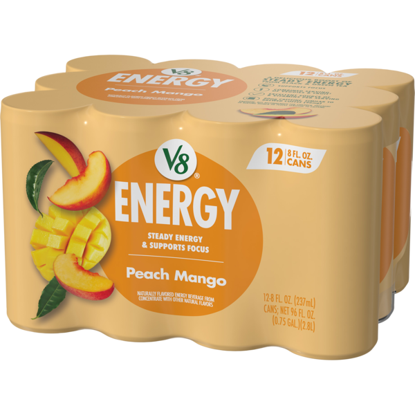 V8 +Energy Peach Mango 12Pk | Hy-Vee Aisles Online Grocery Shopping