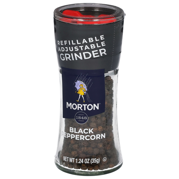 PROP PEPPER☆HIYOKO BRAND Morton Black Peppercorn, Refillable Adjustable Grinder | Hy